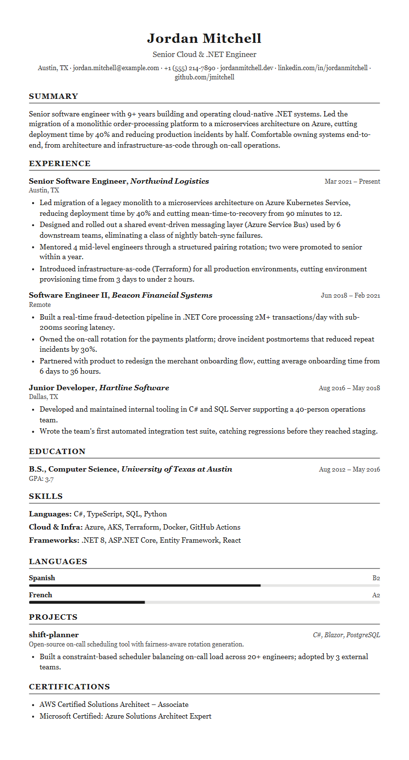 Classic Executive resume template preview