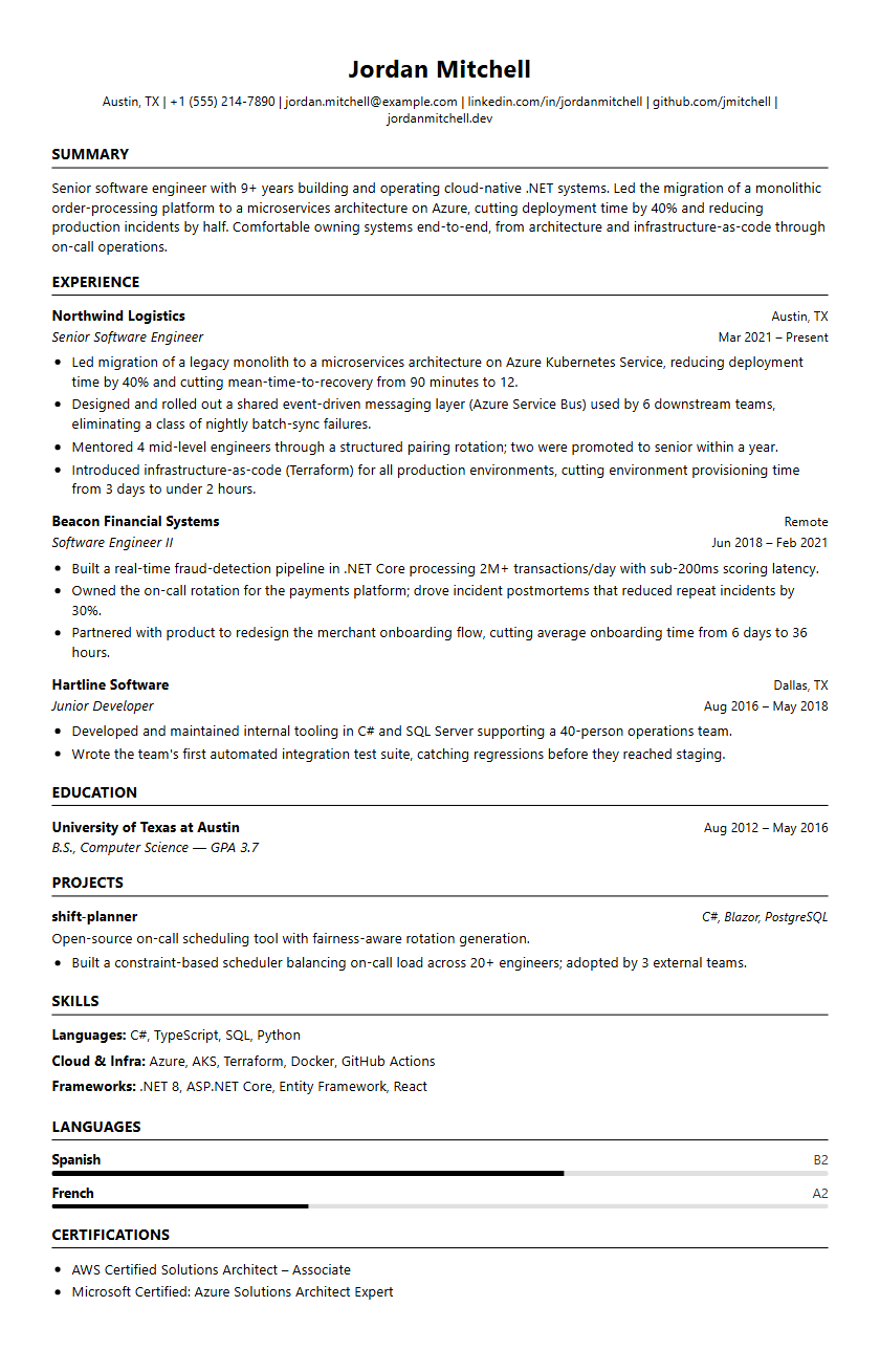 Compact ATS resume template preview