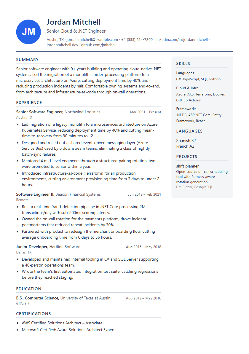 Corporate Professional resume template preview