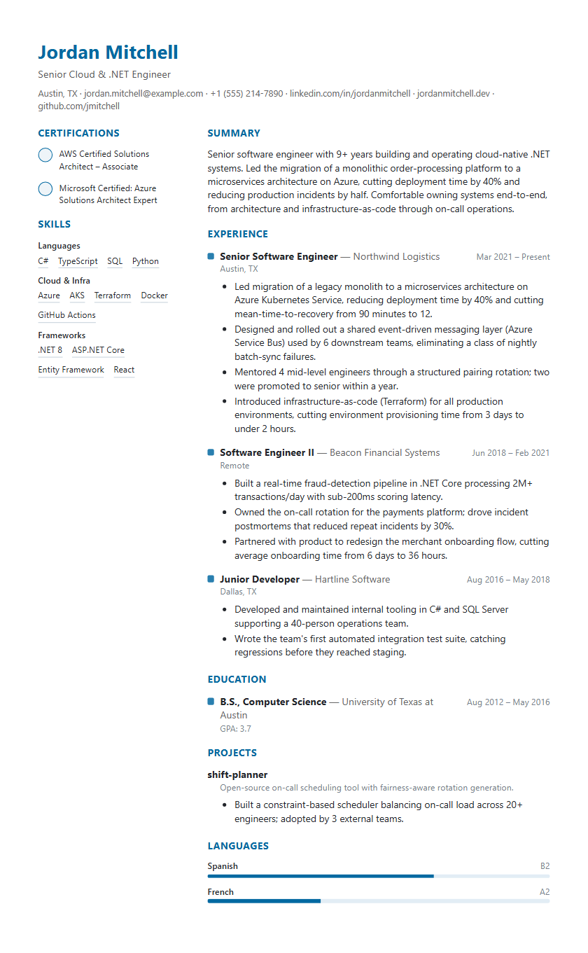 Icon Achievements resume template preview