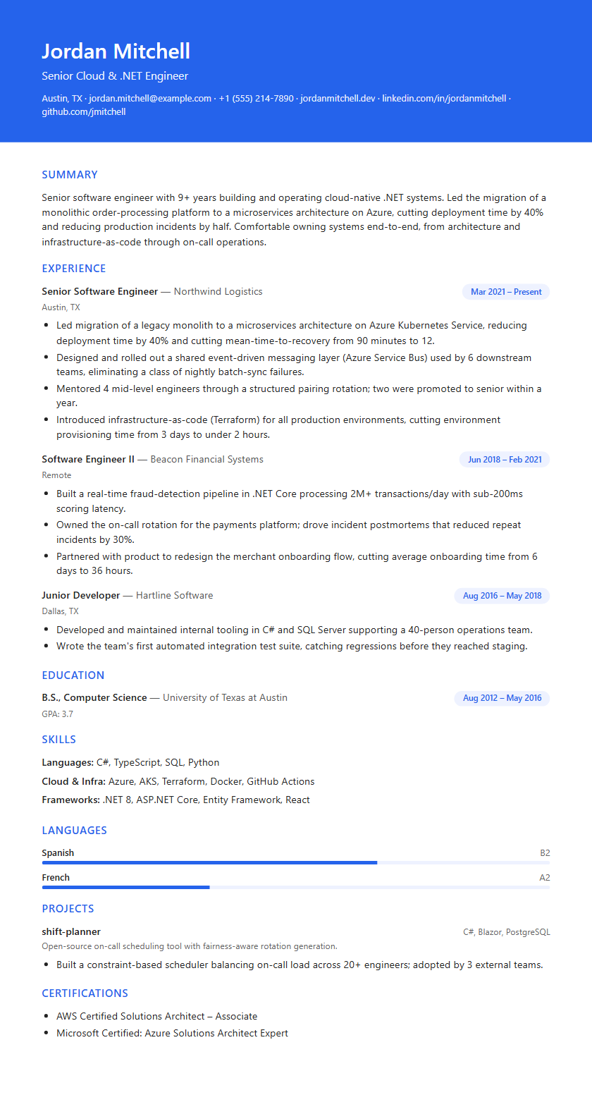 Minimalist Accent resume template