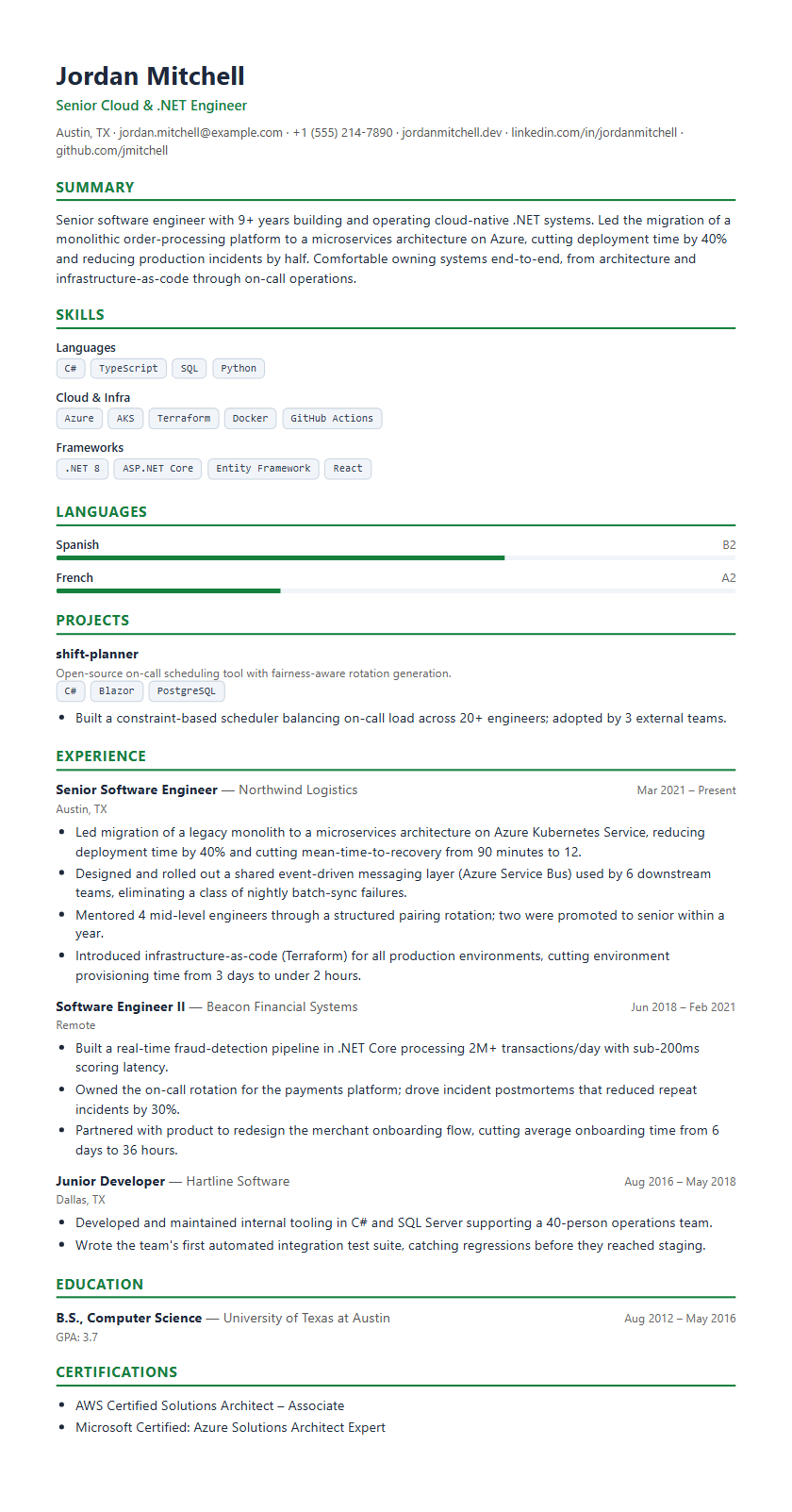 Technical Engineer resume template