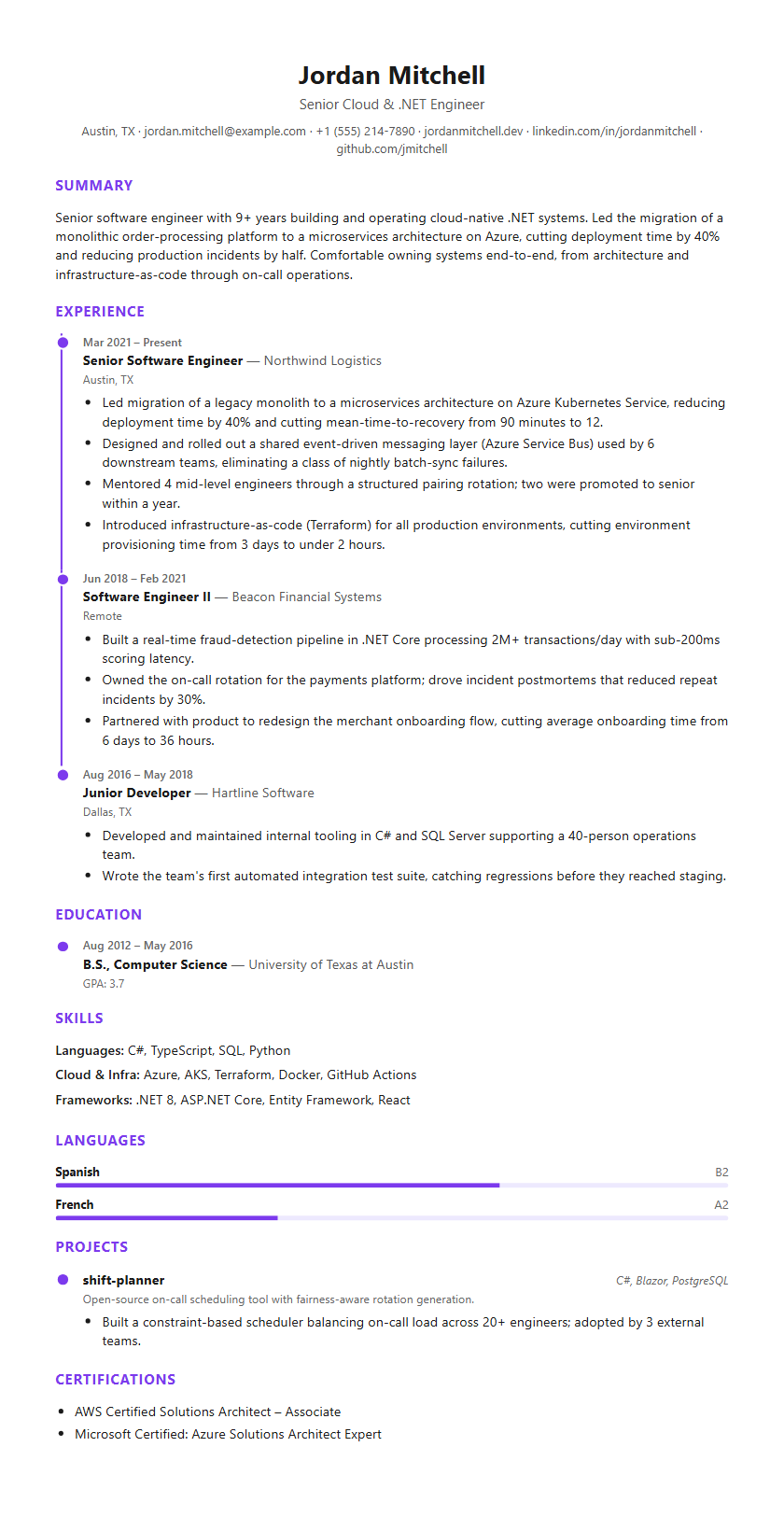 Timeline Chronological resume template